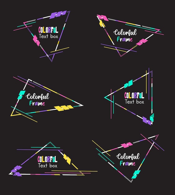 Colección de marcos de cuadro de texto con diseño plano y colorido