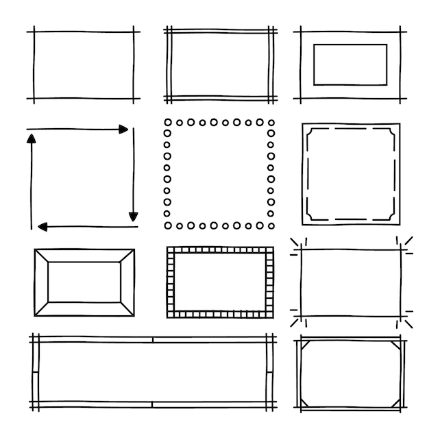 Vector colección de marcos de doodle dibujados a mano