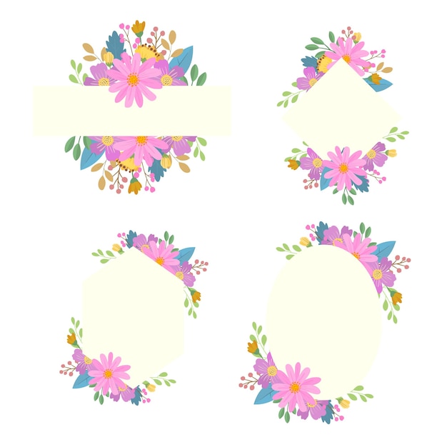 colección de marcos florales con flores silvestres