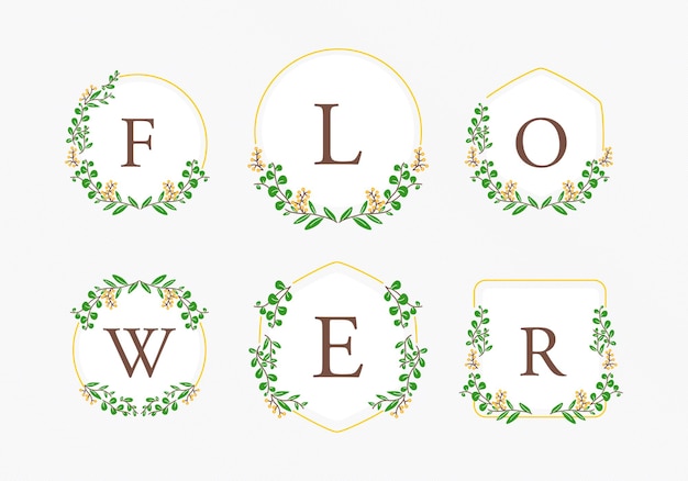 Colección de marcos florales para el logotipo de la boda
