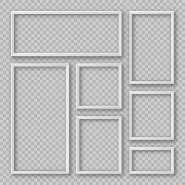 Colección de marcos de fotos en blanco realistas modelo de póster moderno vector de marco de fotos vacío