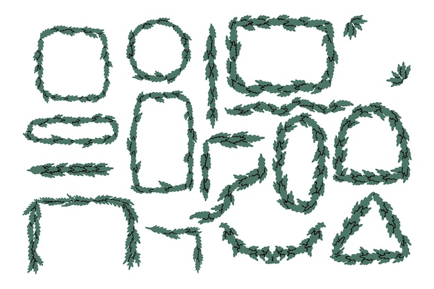 Colección de marcos de hojas verdes