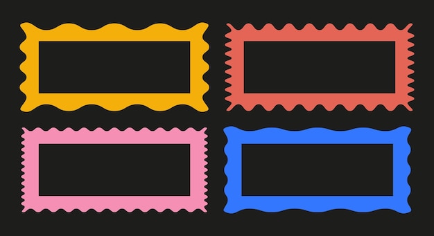 Colección de marcos rectangulares de borde en zigzag