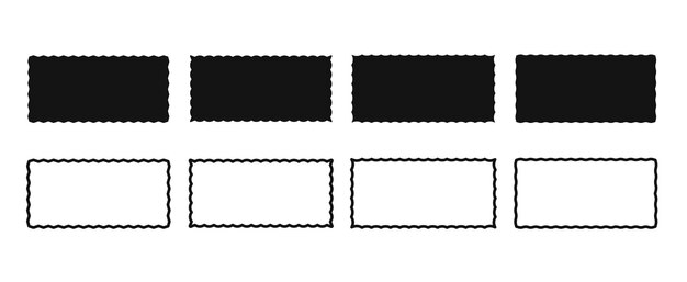 Una colección de marcos rectangulares con bordes ondulados Formas lineales cuadradas con bordes en zigzag Conjunto de elementos negros para diseño decoración cartel cartel etiqueta volante ilustración vectorial
