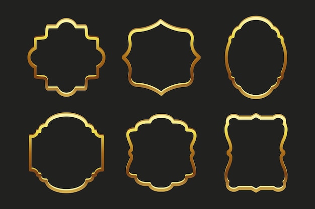 Colección de marcos rizados dorados de lujo para etiquetas de texto Iconos de plantillas vectoriales