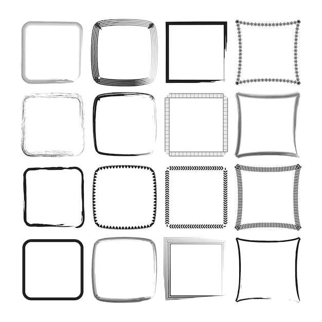 Colección de marcos variados Varios bordes cuadrados establecidos Elementos de decoración creativos Vector