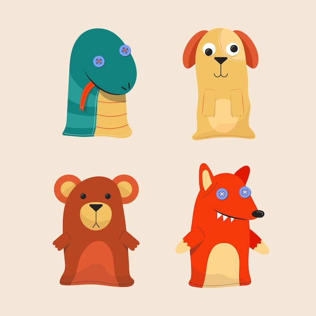 Colección de marionetas de mano de diseño plano