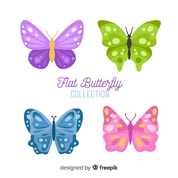 Colección de mariposas en diseño plano