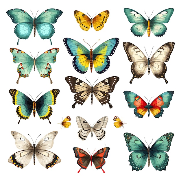 Colección de mariposas ilustración vectorial