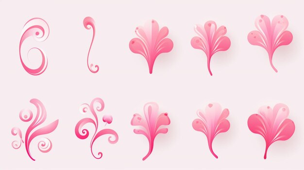 Vector una colección de mariposas rosas y rosadas