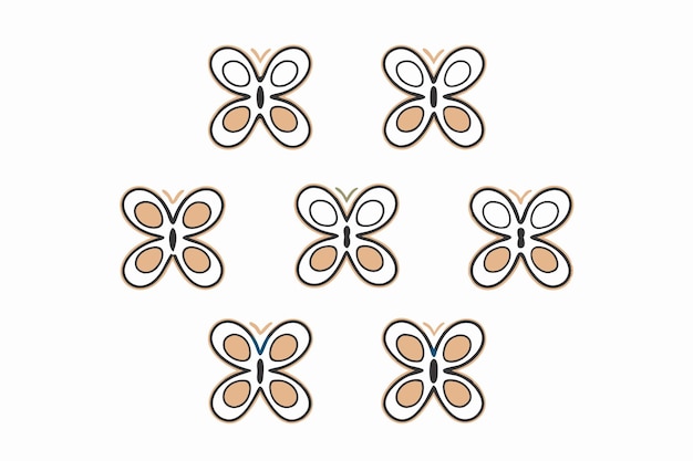 Colección de mariposas sobre fondo blanco