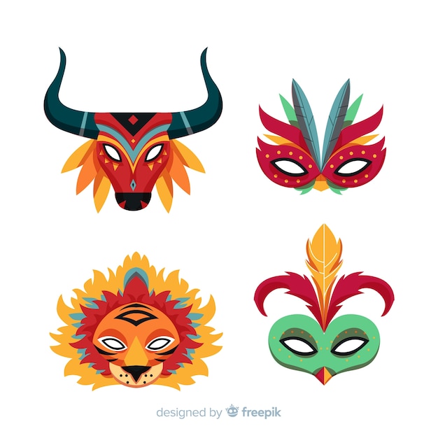 Vector colección de máscaras de carnaval