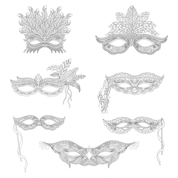 Colección de máscaras ornamentales
