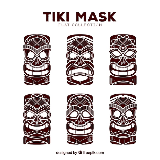 Vector colección de máscaras tiki