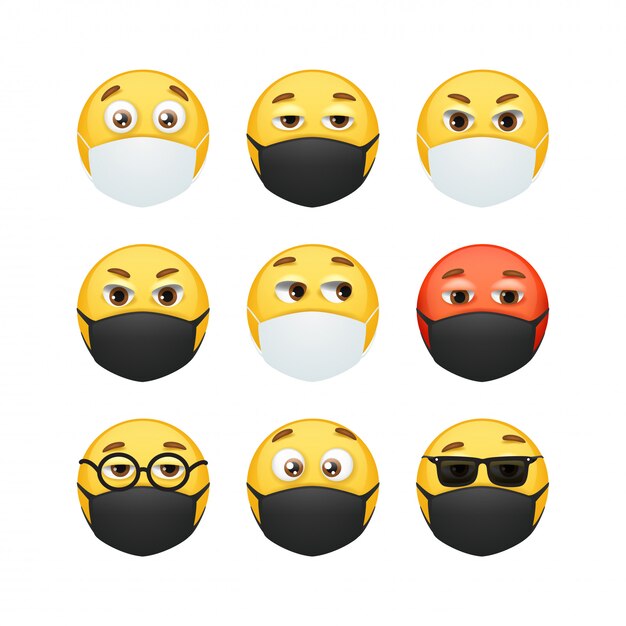 Vector colección de mascarillas y respiradores emoji