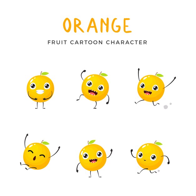 La colección de la mascota naranja. Ilustración vectorial