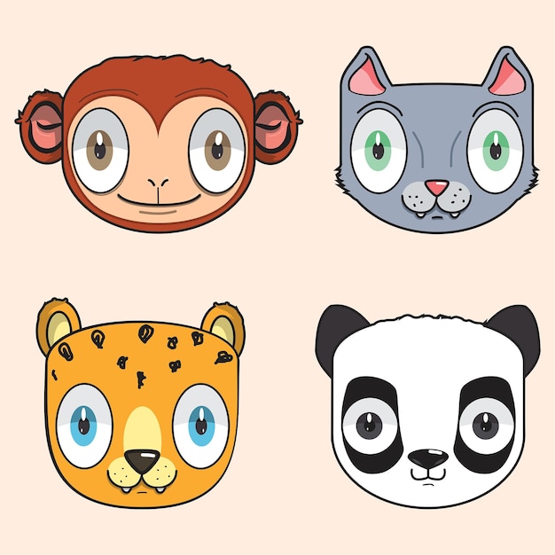 Vector colección de mascotas de animales para niños 1