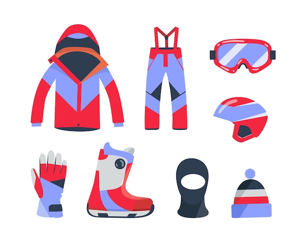 Colección de material de deportes de invierno