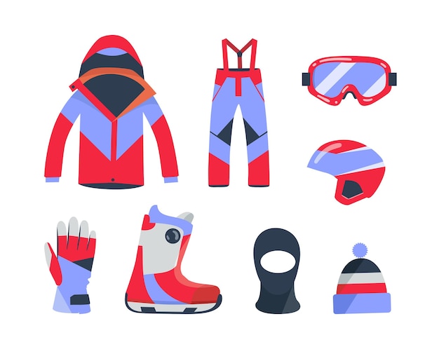 Vector colección de material de deportes de invierno