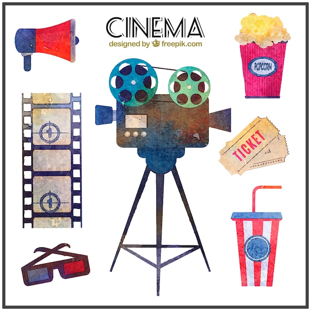 Colección de materiales de cine de acuarela