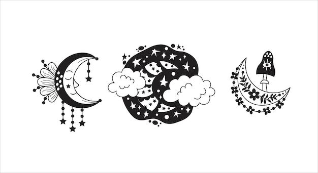 Colección de media luna de Doodle