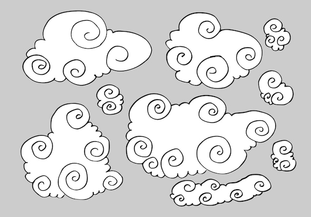 Colección meteorológica dibujada a mano Ilustración vectorial de estilo plano en fondo gris
