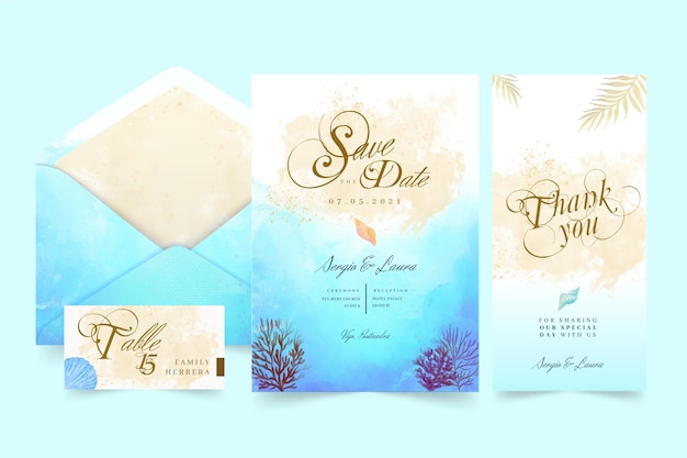 Vector colección mínima de papelería de boda