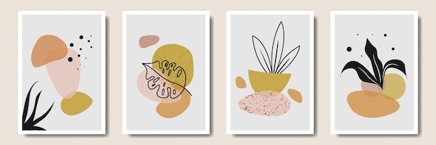 Colección minimalista abstracto moderno hojas estilo bohemio botánico tropical