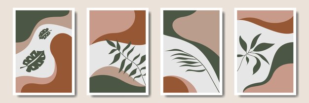 Colección minimalista abstracto moderno hojas estilo bohemio botánico tropical