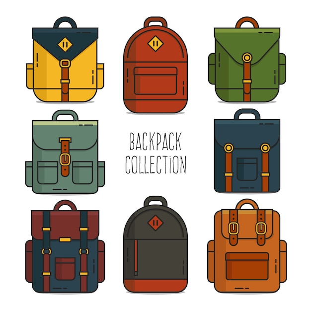 Vector colección de mochila