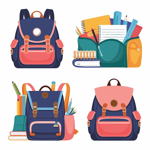 una colección de mochilas incluyendo uno de ellos tiene una mochila con una mochila en ella