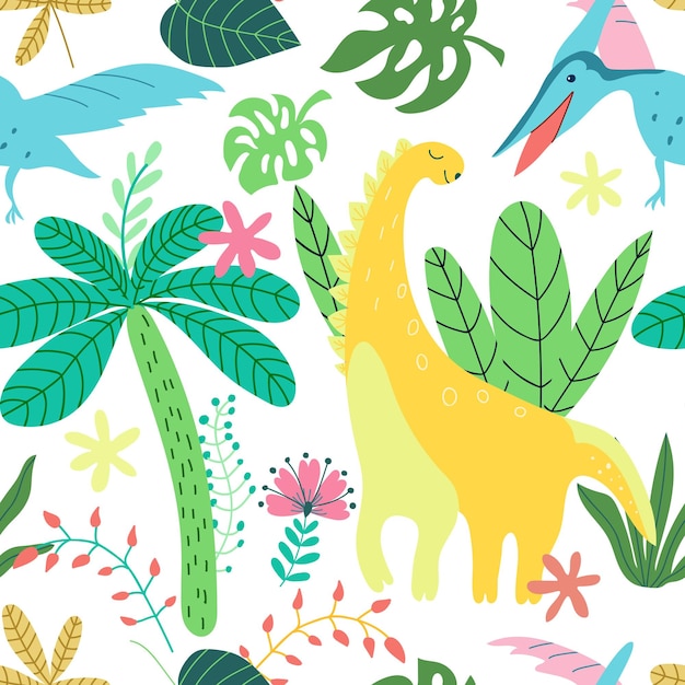 Vector colección de moda con patrón de dinosaurios coloridos niños textura transparente infantil creativa