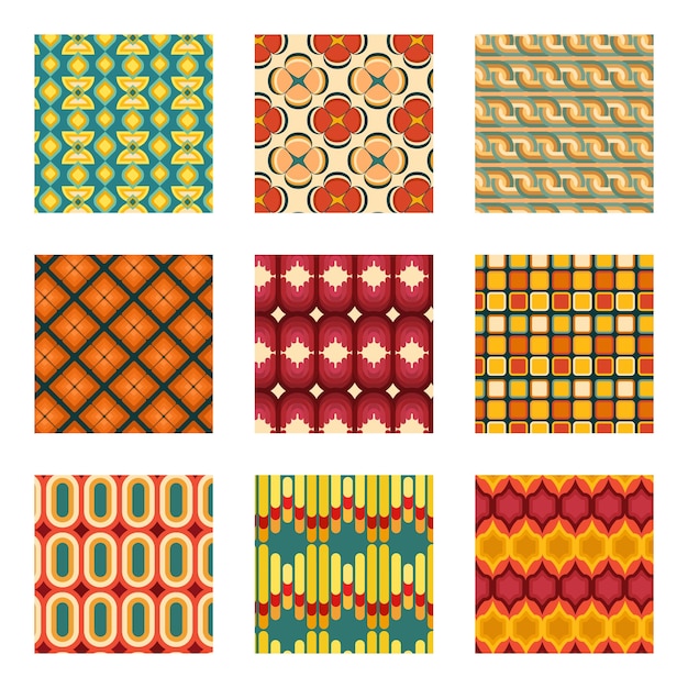 Colección de moda de patrones de arte Groovy y Funky