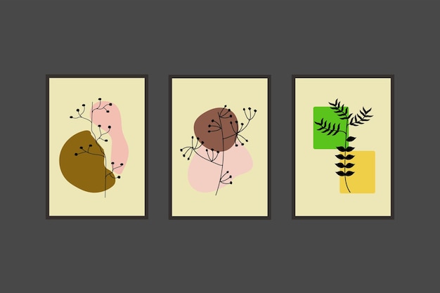 Colección moderna de arte de pared de plantas de paisaje