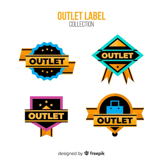Colección moderna de insignias de outlet con diseño plano