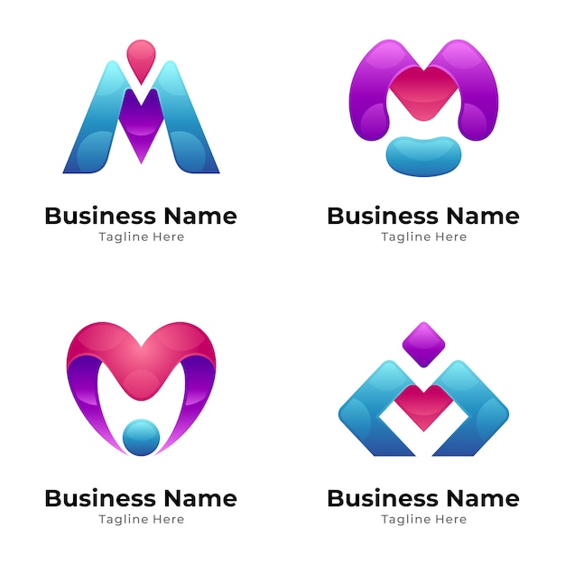 Colección moderna de logotipos de la letra M