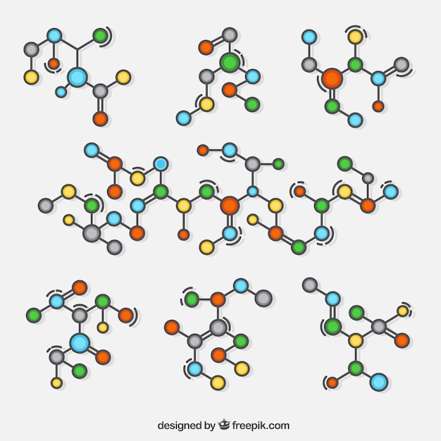 Vector colección de moléculas en estilo lineal