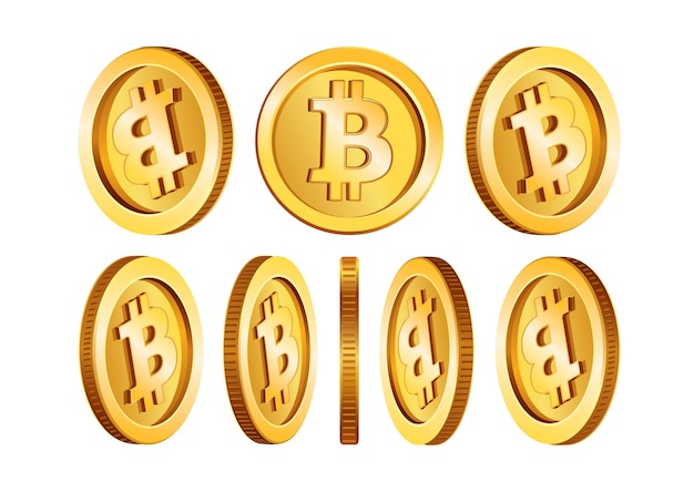 Una colección de monedas de Bitcoin mostradas desde diferentes perspectivas para mostrar su diseño detallado y características atractivas