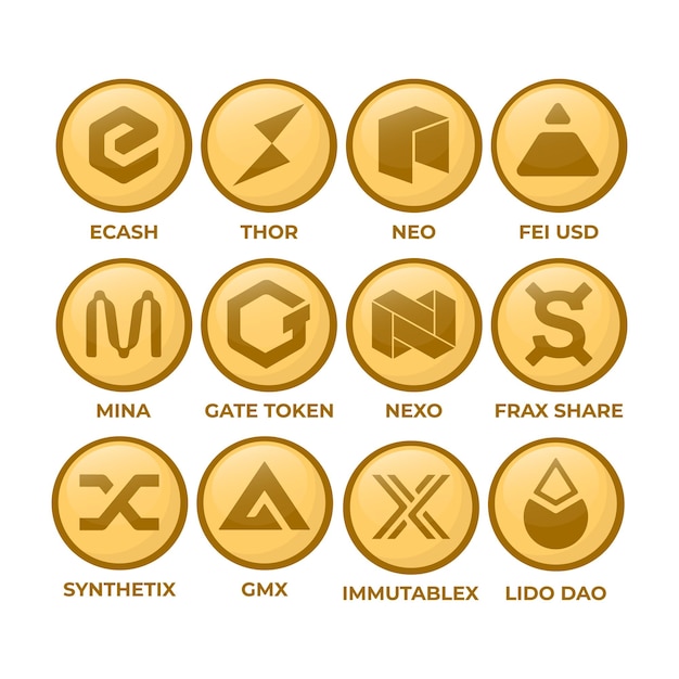 Colección de monedas de criptomonedas de vector