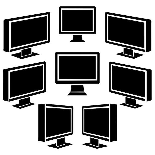 una colección de monitores con las palabras "todos en la parte inferior derecha"