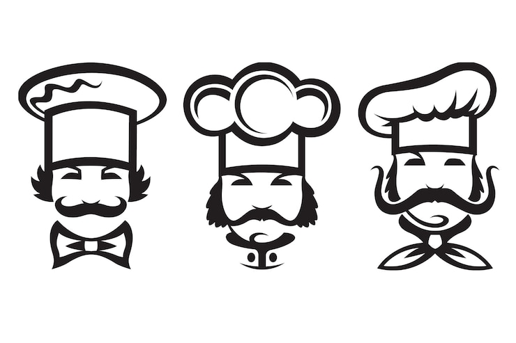 Vector colección monocromática de chefs