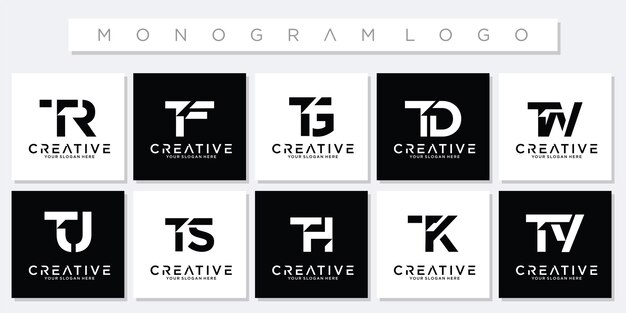 Colección monograma iniciales t plantilla de diseño de logotipo