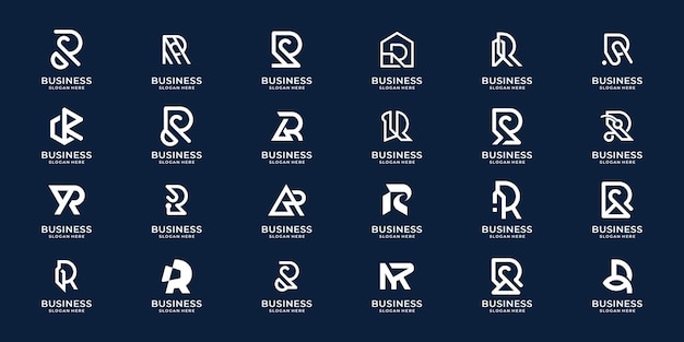 Colección de monograma letra R logotipo plantilla inspiración inicial lettermark r diseño para negocios