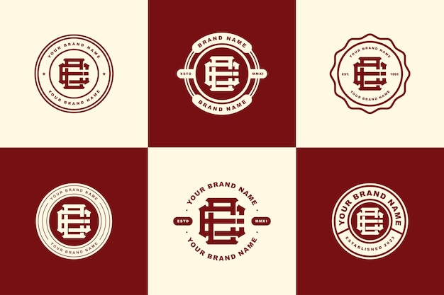 Colección de monogramas letra E o EE con diseño de insignia de estilo interlock para ropa de marca