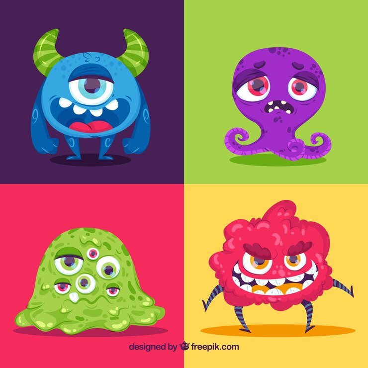 Vector colección de monstruos coloridos