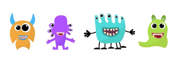 Colección de monstruos de dibujos animados Monstruos lindos locos diferentes personajes cómicos Conjunto divertido alienígena o bacter