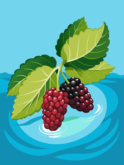 Una colección de moras maduras flota en una piscina de agua