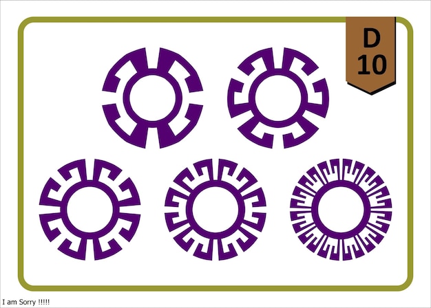 Colección de motivos decorativos geométricos circulares púrpuras