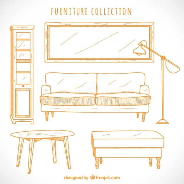 Vector colección de muebles esbozados