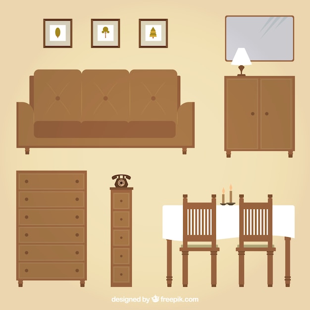 Vector colección de muebles de hogar